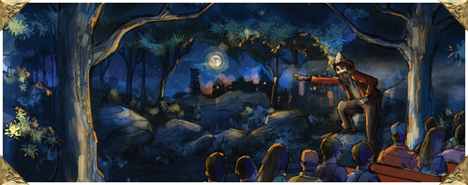 Artist drawing of ride Fire in the Hole